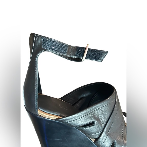 Rag & Bone Black Leather Wedge Platform Sandals Ankle Strap Size 37 - Picture 11 of 12